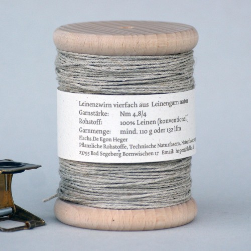 Leinenzwirn Nm 4,8/4 natur Holzspule