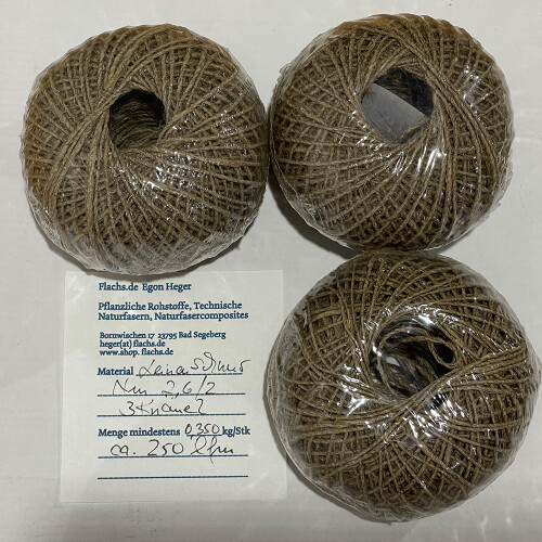 Flachs und Leinen | Flachsshop | Leinenschnur Nm 2,6/2 3 Knäuel zus. 350 g bzw. ca. 420 lfm ...